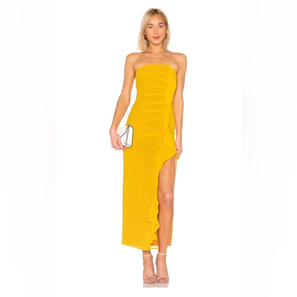 Majorelle yellow strapless dress in great condition, only worn to one wedding